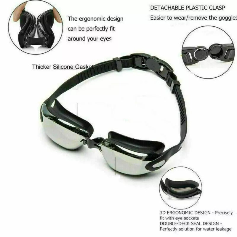 Professional Anti-Fog Swim Goggles for Men & Women – UV Protection, No-Leak Design, Adjustable Strap
